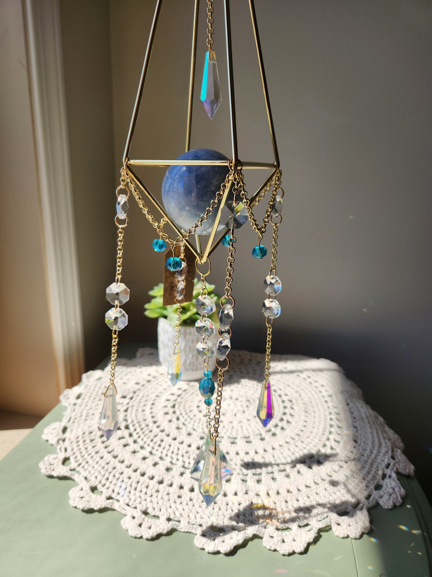 Blue Calcite Suncatcher