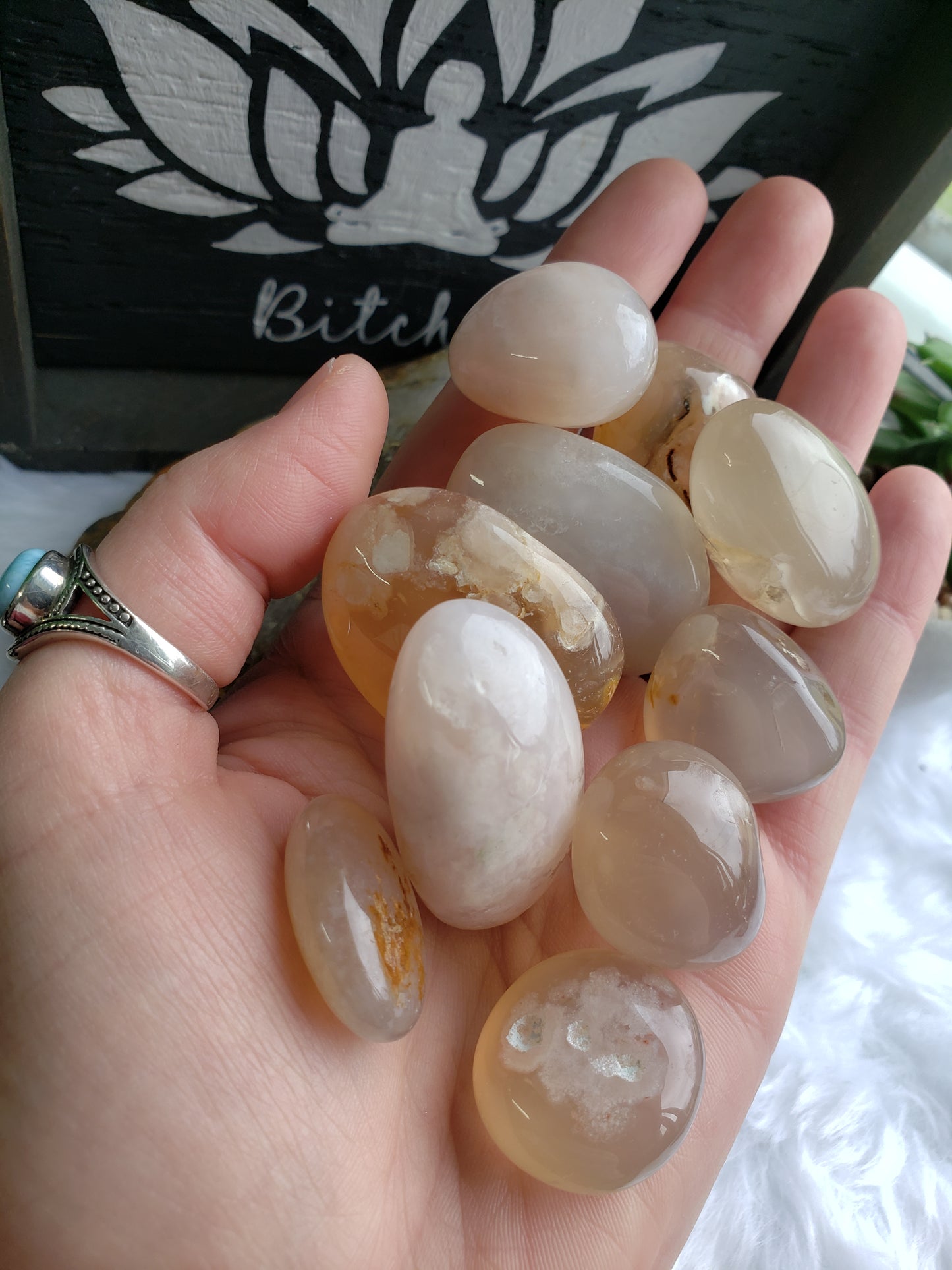 Flower Agate Tumbled Stones