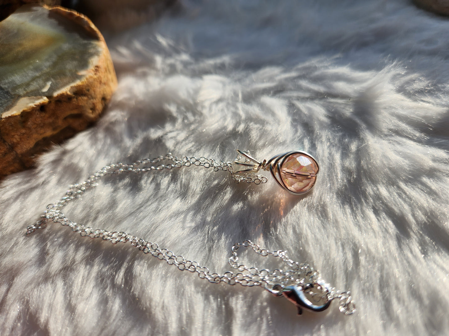 Pink Faceted Glass Necklace