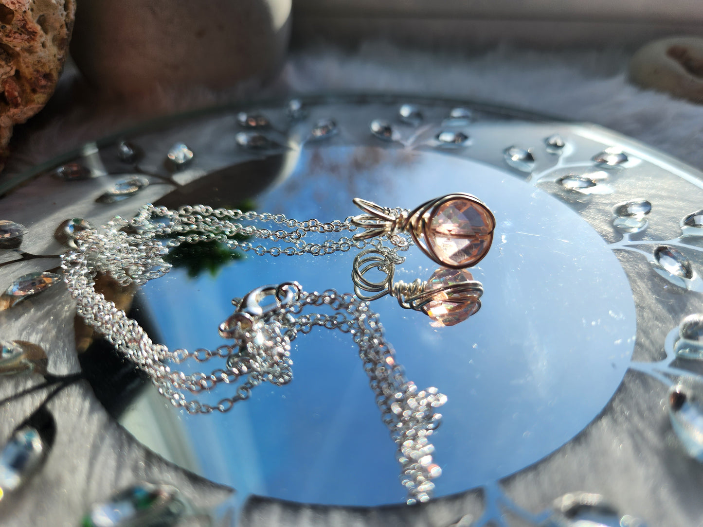 Pink Faceted Glass Necklace