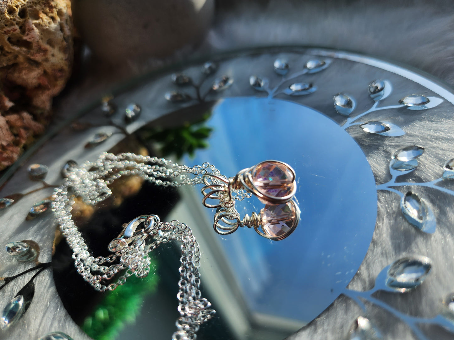 Pink Faceted Glass Necklace