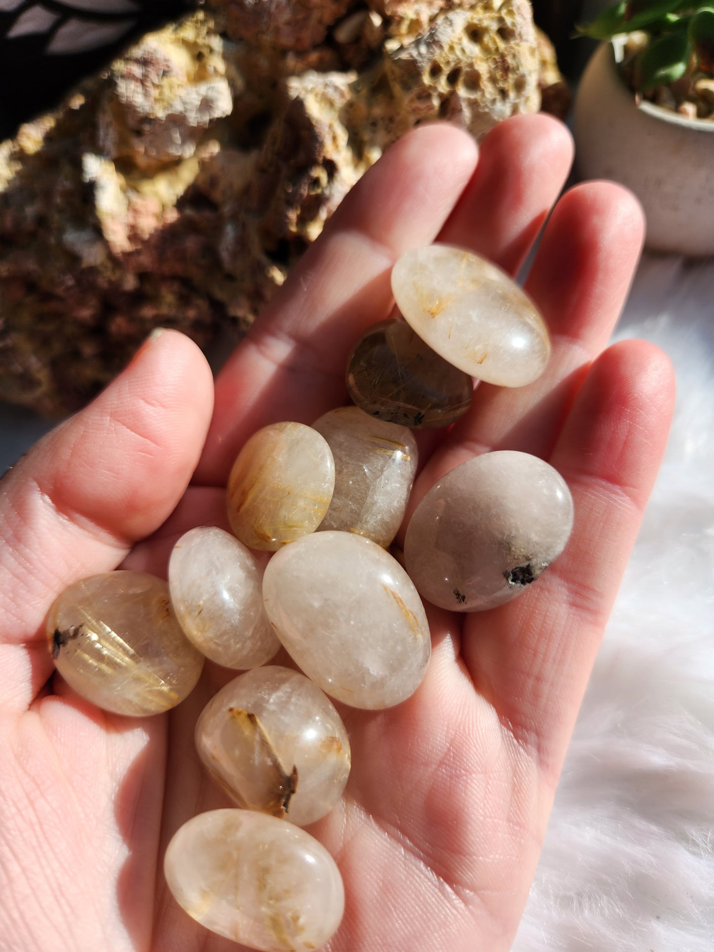 Rutilated Quartz Tumbled Stones