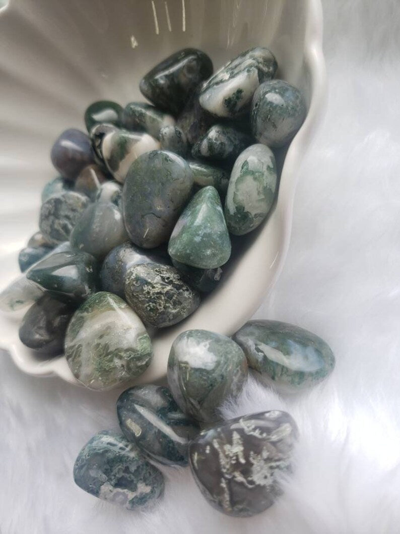 Moss Agate Tumbled Stones