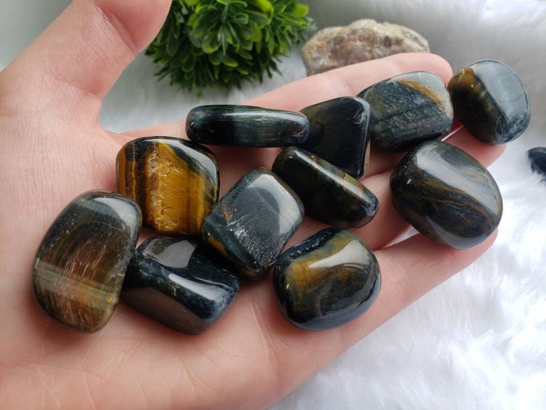 Blue Tigers Eye Tumbled Stones