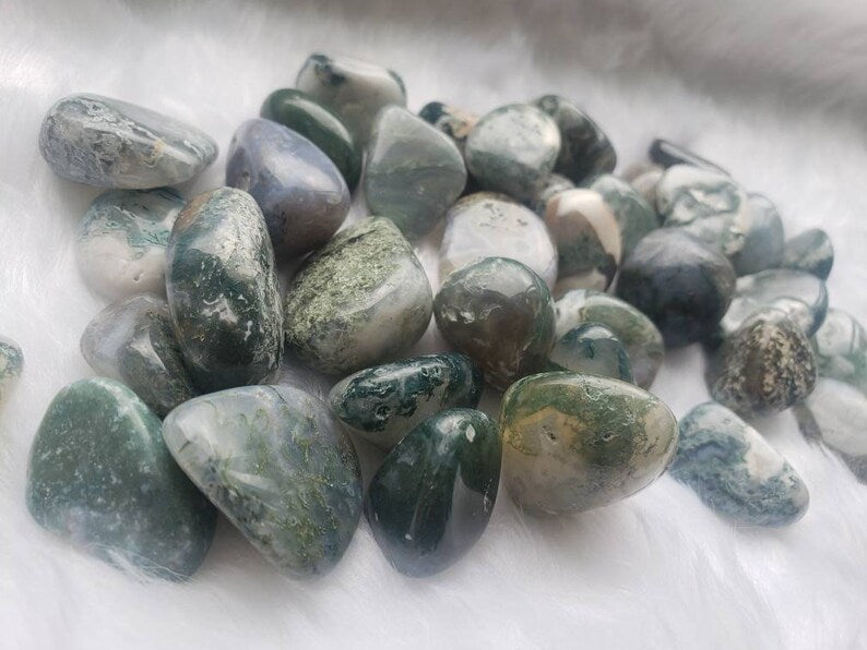 Moss Agate Tumbled Stones