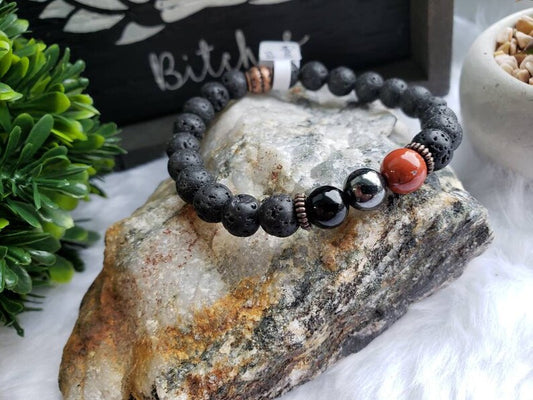Grounding Bracelet with Lavastone